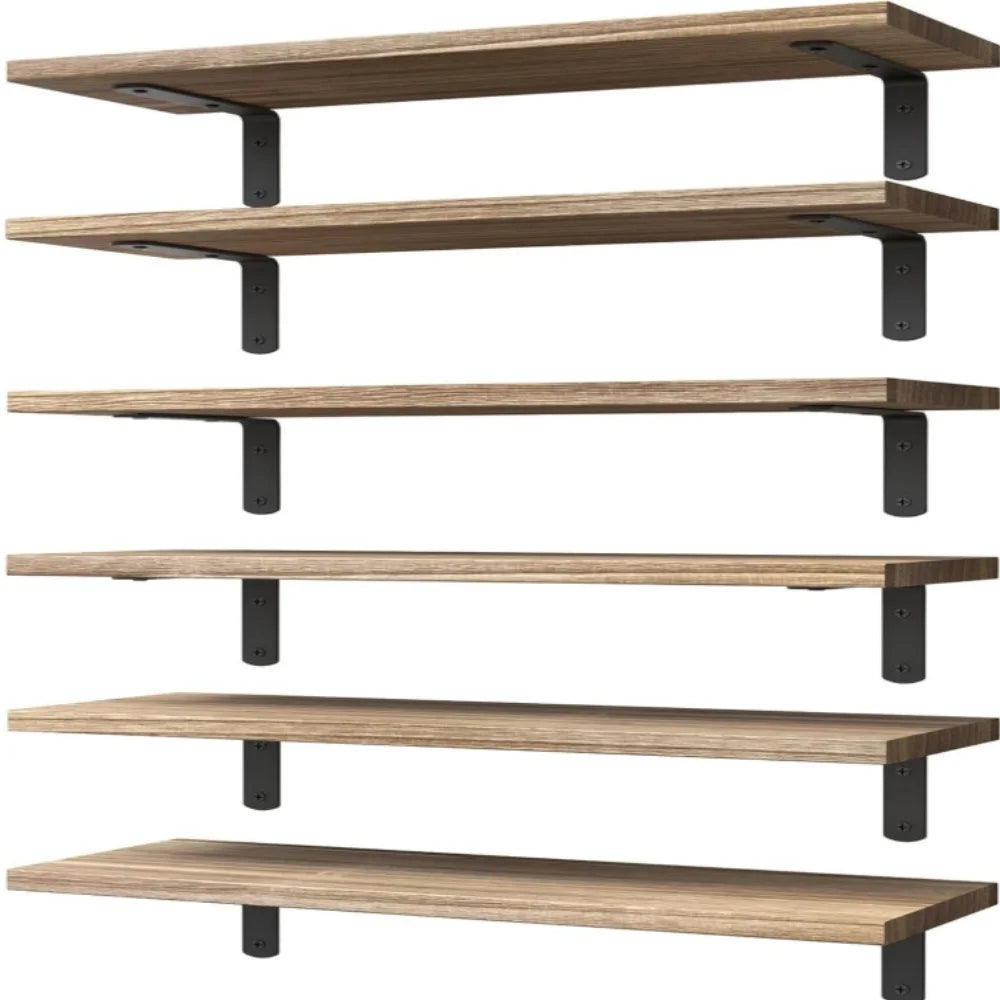 Wood Floating Shelves 6 Pack For Wall Decor And Storage