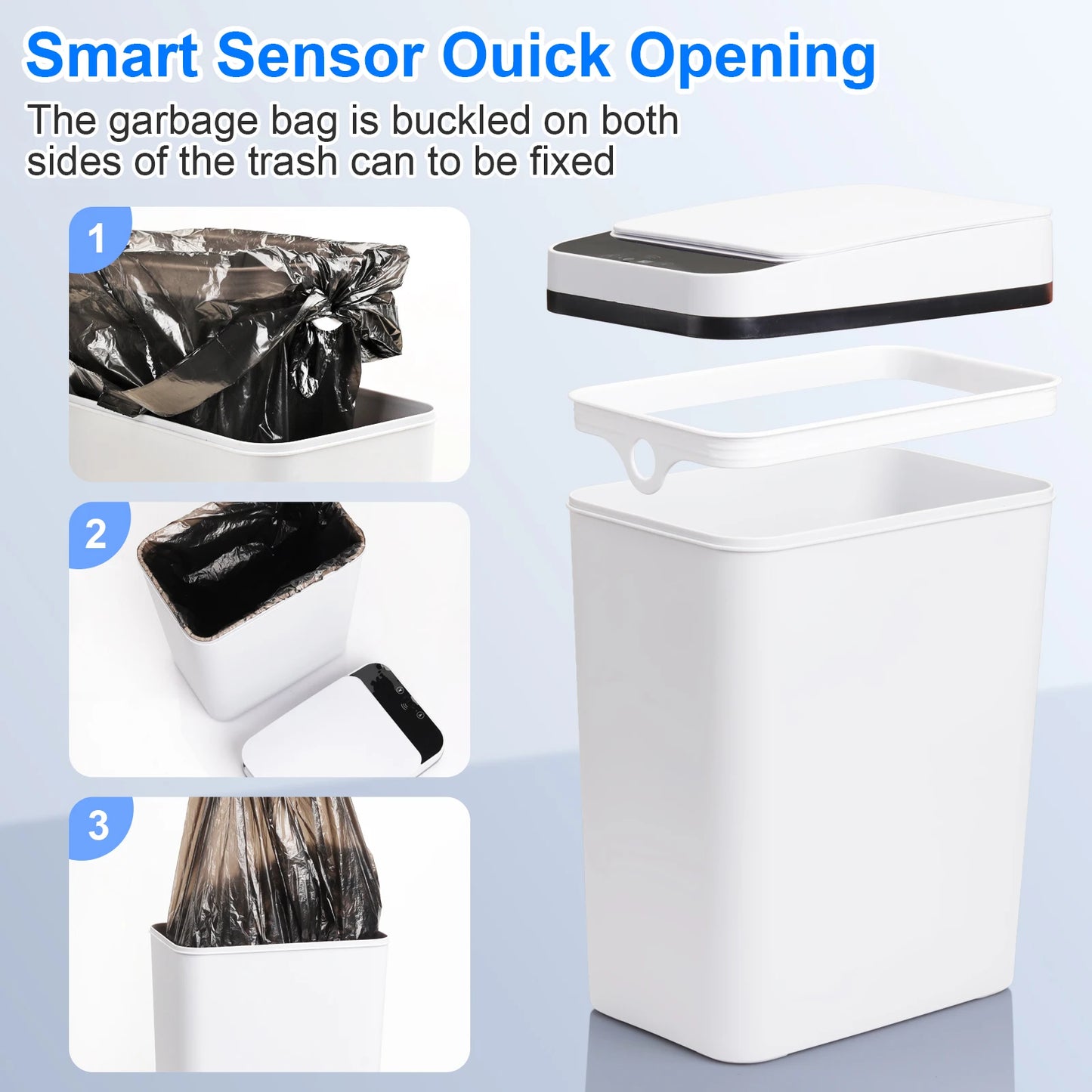 Touchless Bathroom Trash Cans 2 Pack Slim With Lid