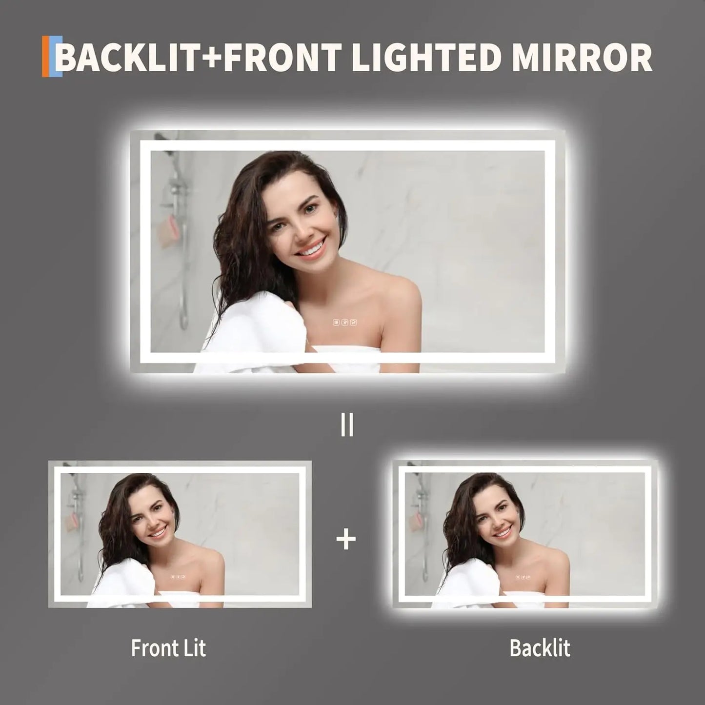 TWISTER.CK LED Vanity Mirror Memory Front Backlit Wall Mount