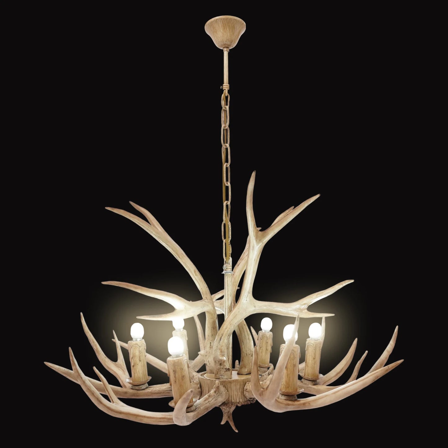 Resin Deer Antler Ceiling Light Chandelier 6 Lights Pendant 110V