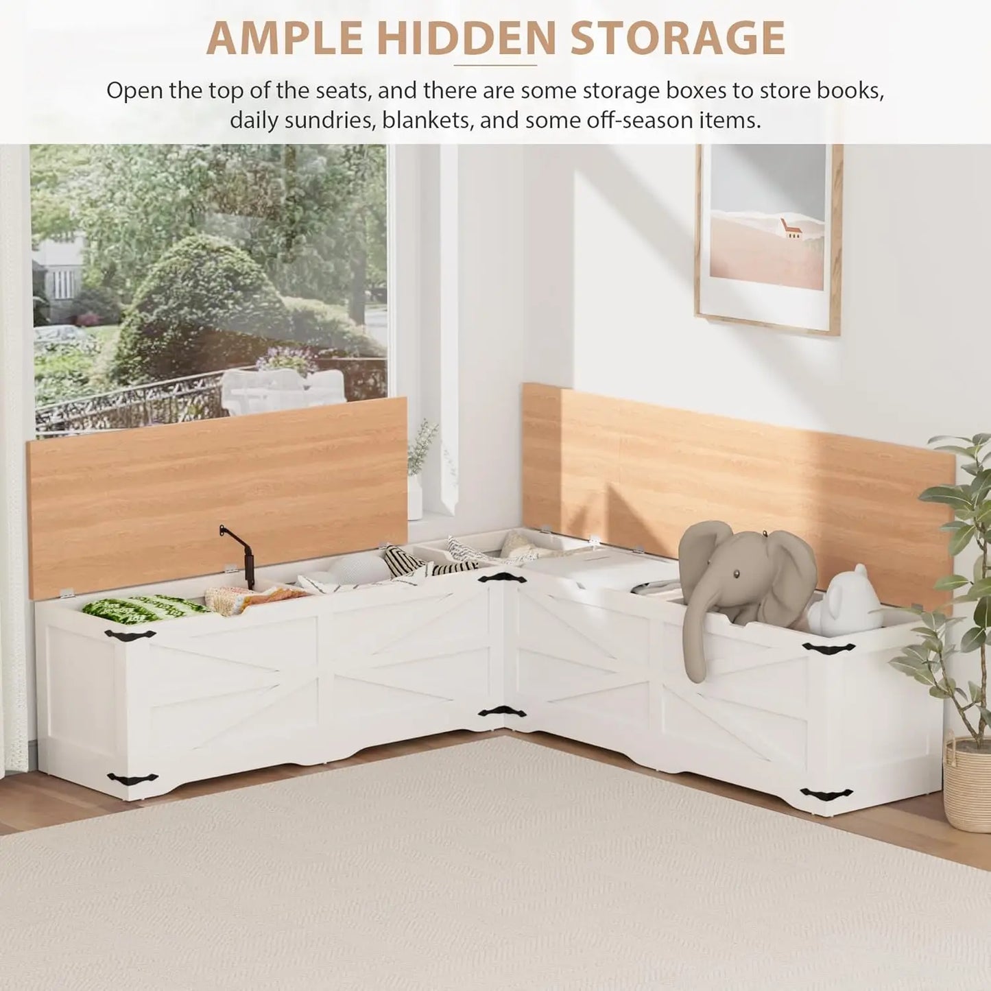 L Shape Kitchen Breakfast Nook Bench With Hidden Storage Farmhouse