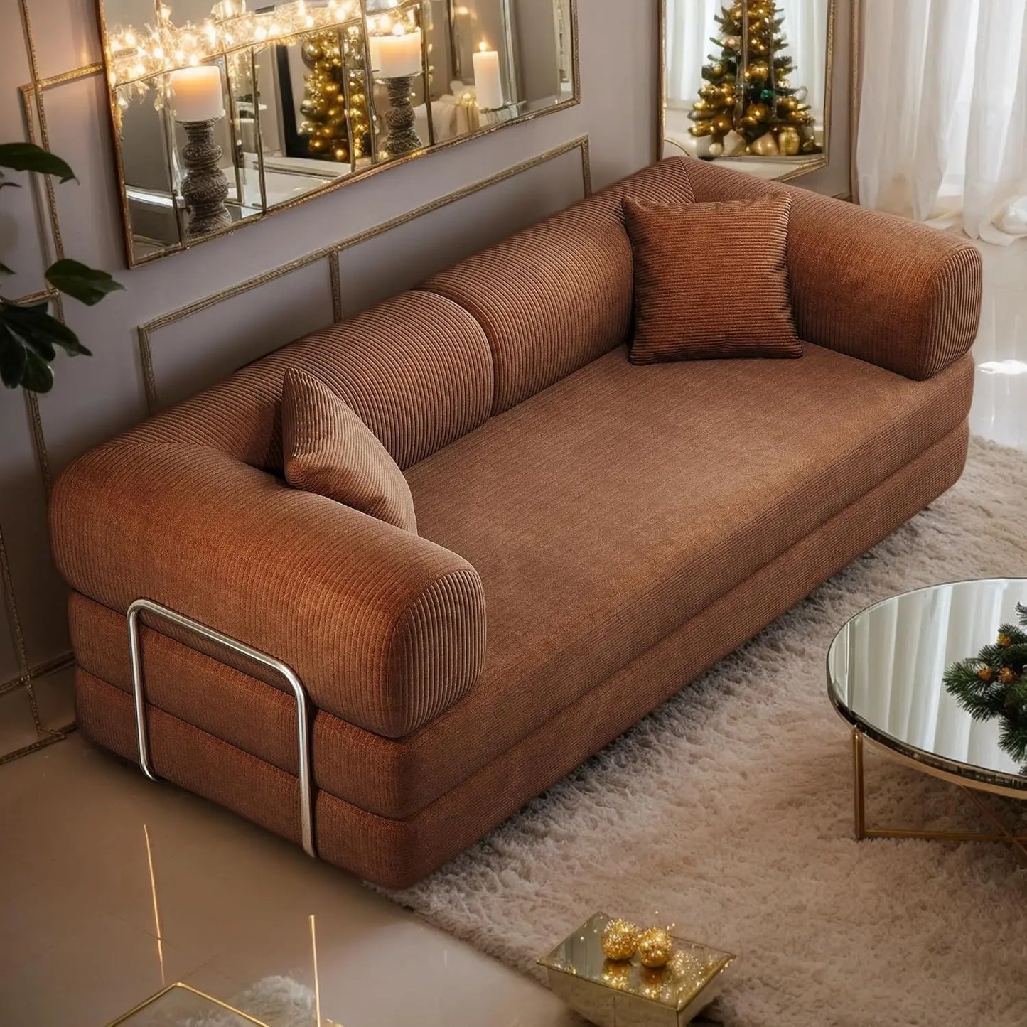 4 In 1 Corduroy Convertible Sleeper Sofa Bed Futon Loveseat