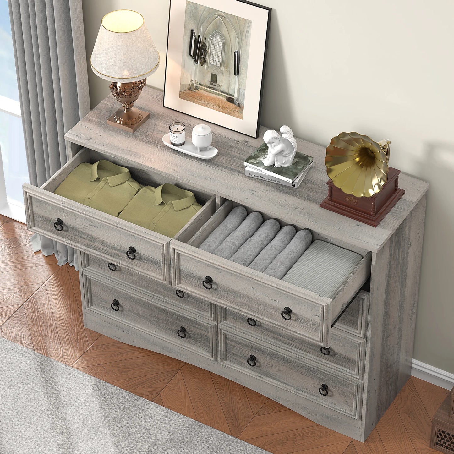 BIGBIGLIFE 8 Drawer Dresser Wood Bedroom Storage Organizer