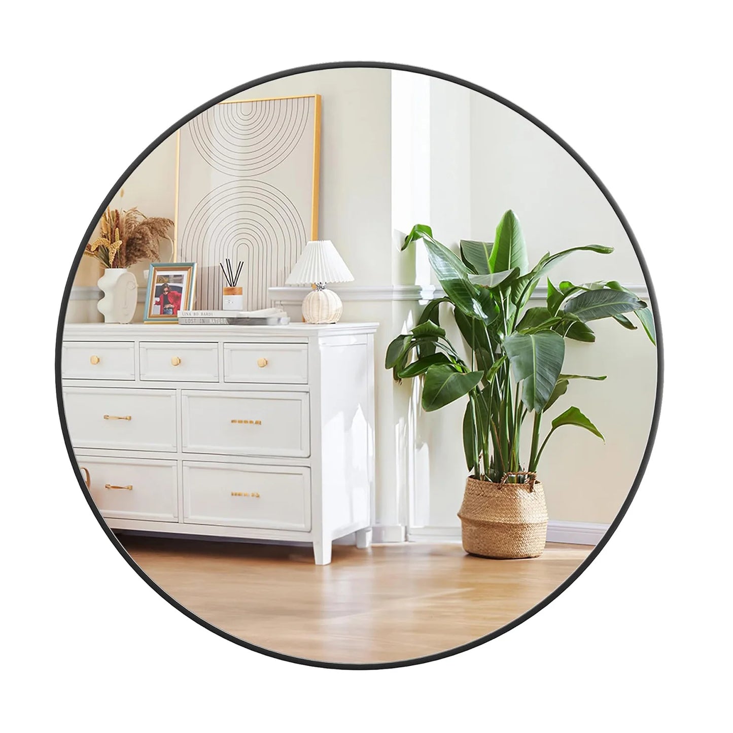 Round Wall Mirror With Metal Frame Distortion Free Modern Rustic