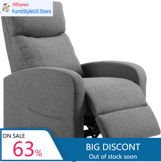 Fabric Recliner Chair With Lumbar Support And Adjustable Back