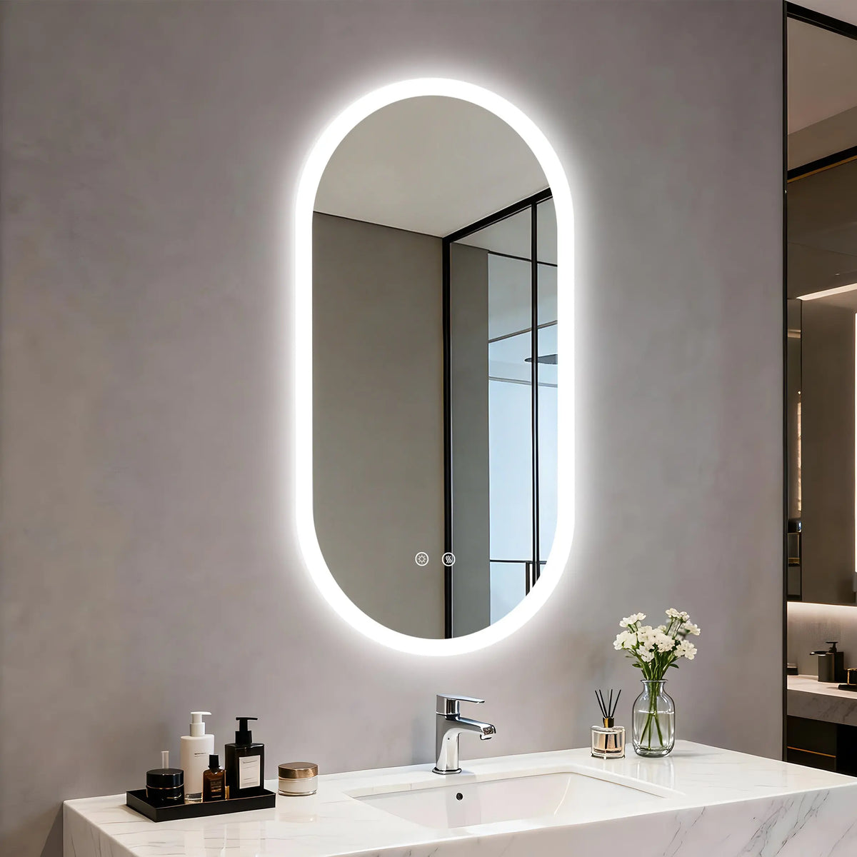 Borwart Smart LED Bathroom Mirror With Anti Fog Tempered Glass