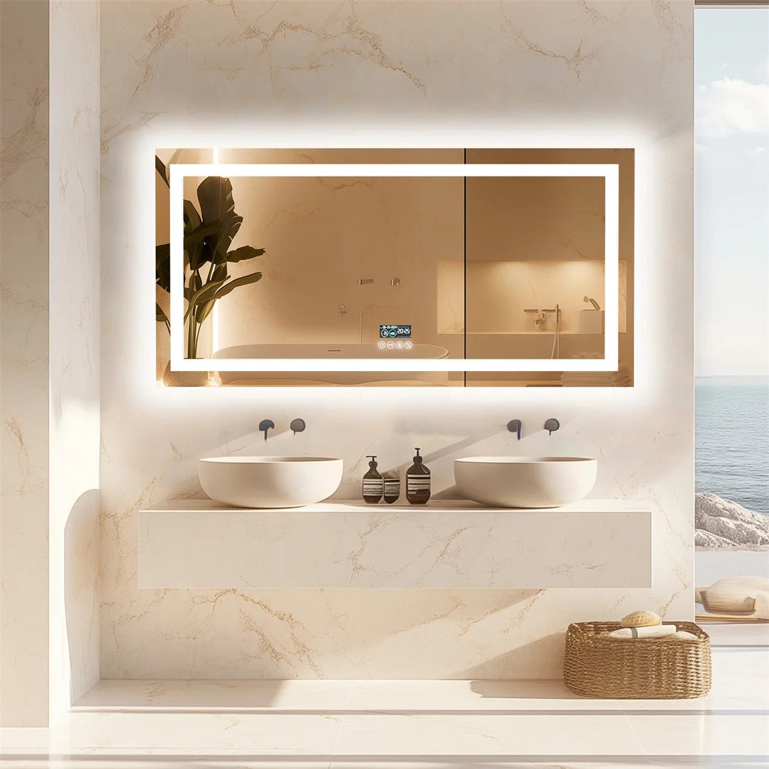 LUVODI Large Bluetooth Vanity Mirror With LED Light Three Color Temperatures