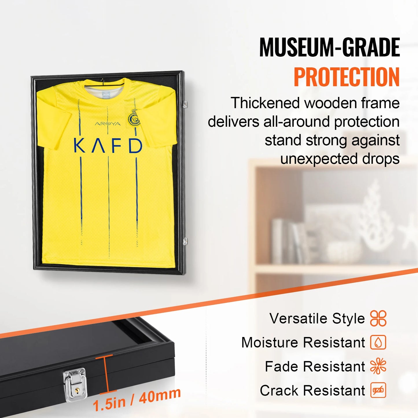 SucceBuy Jersey Display Case Lockable UV Shield PC Glass