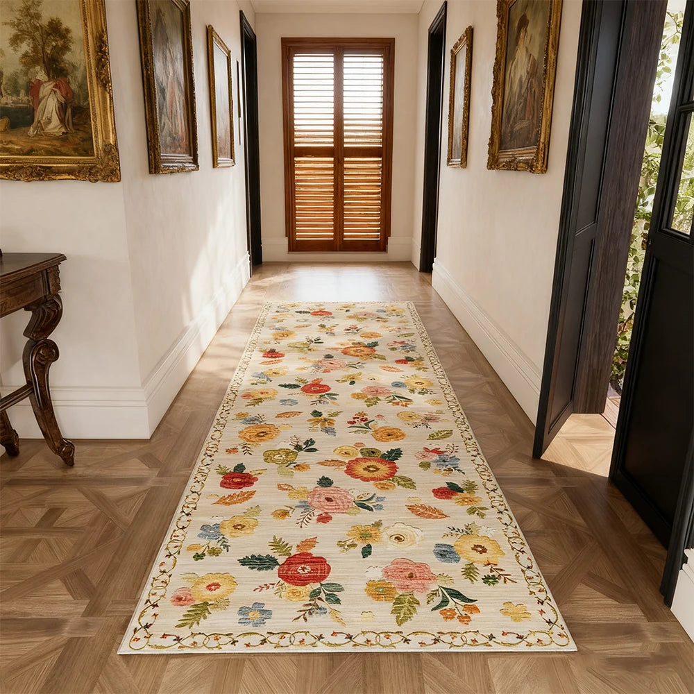 Boho Kilim Area Rug Machine Washable Non Shedding Low Pile Living Room