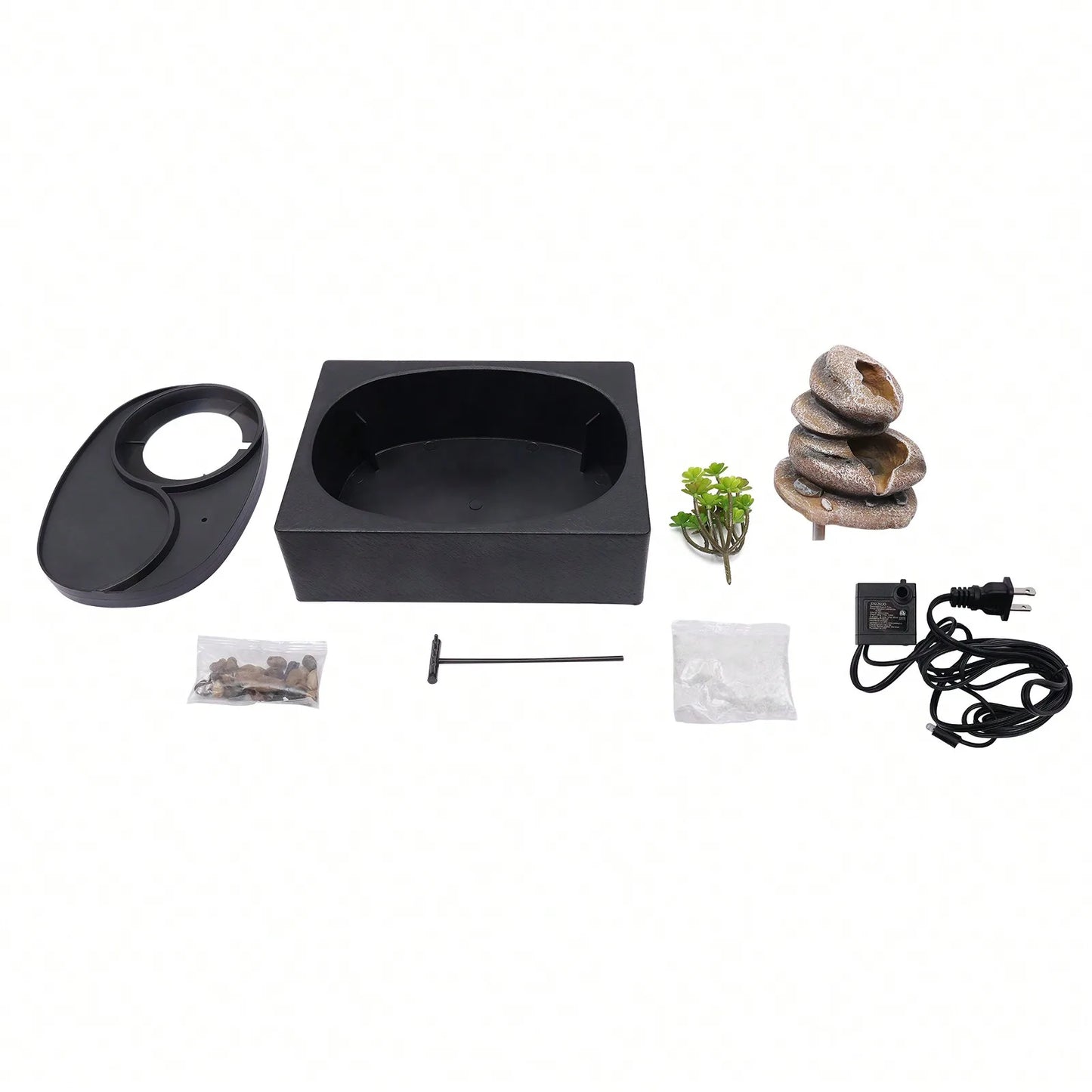 Resin Rockery Tabletop Water Fountain With LED Light For Zen
