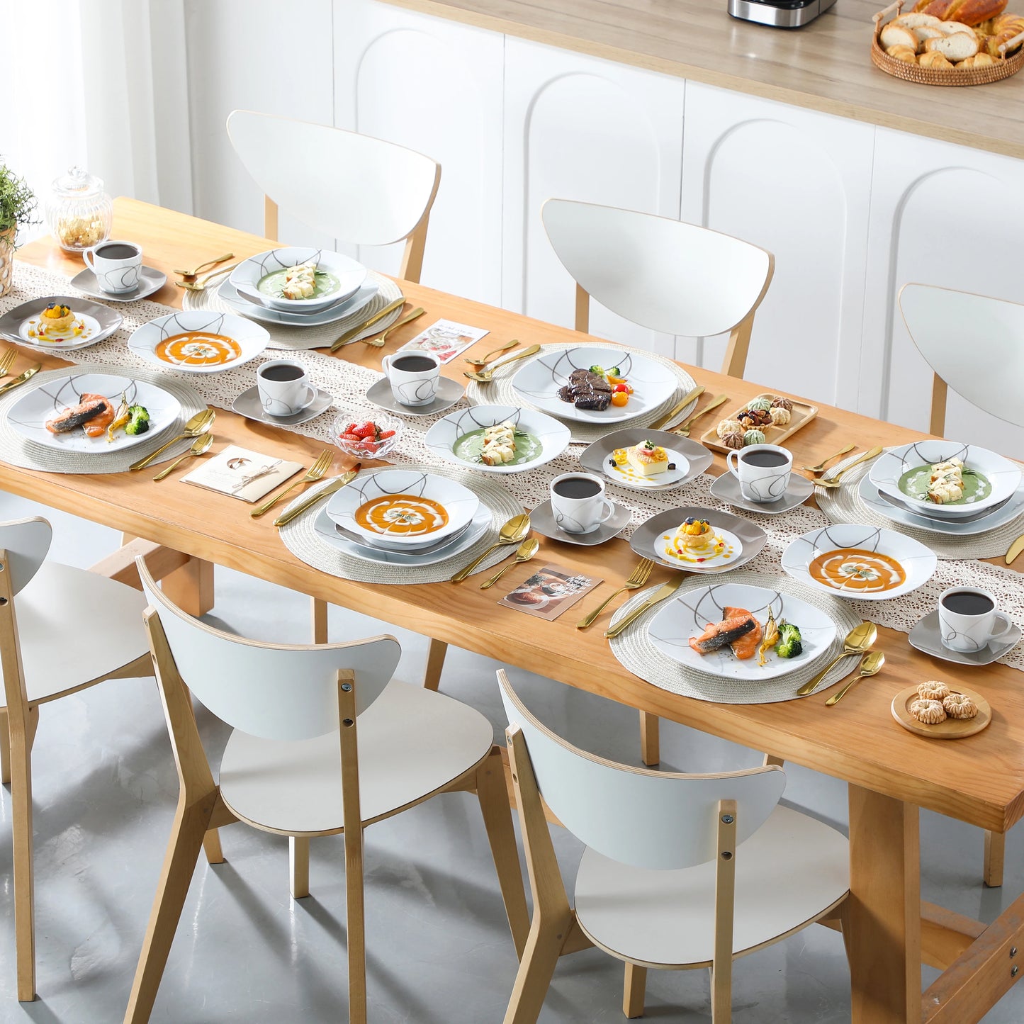 MALACASA 30-Piece Porcelain Dinnerware Set With Plates Cups Saucers
