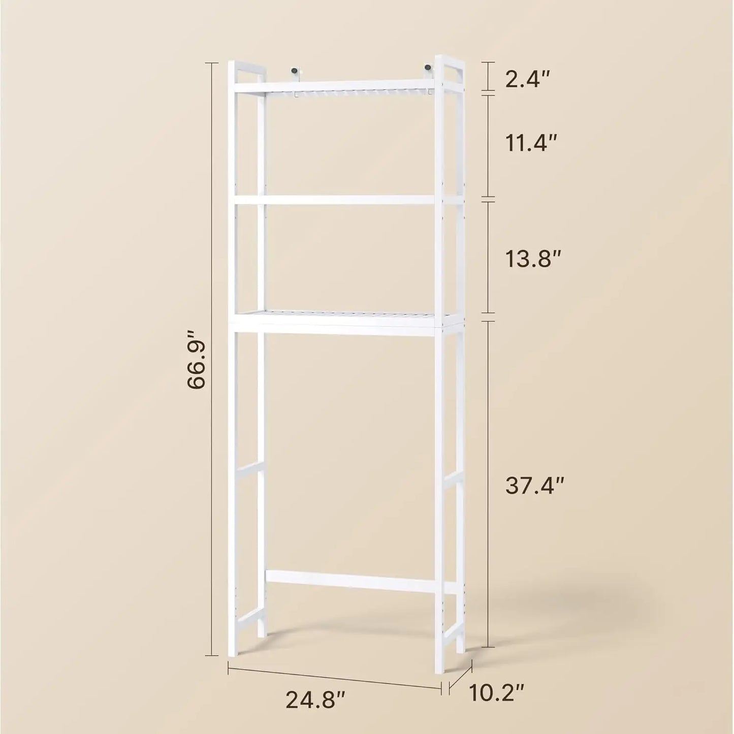 XMSJ 3 Tier Bamboo Over Toilet Cabinet With Adjustable Shelves