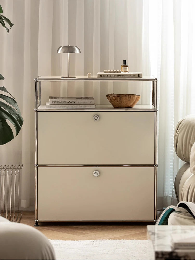Bigcityfur Tv Stand Storage Cabinet Corner Unit Stainless Steel