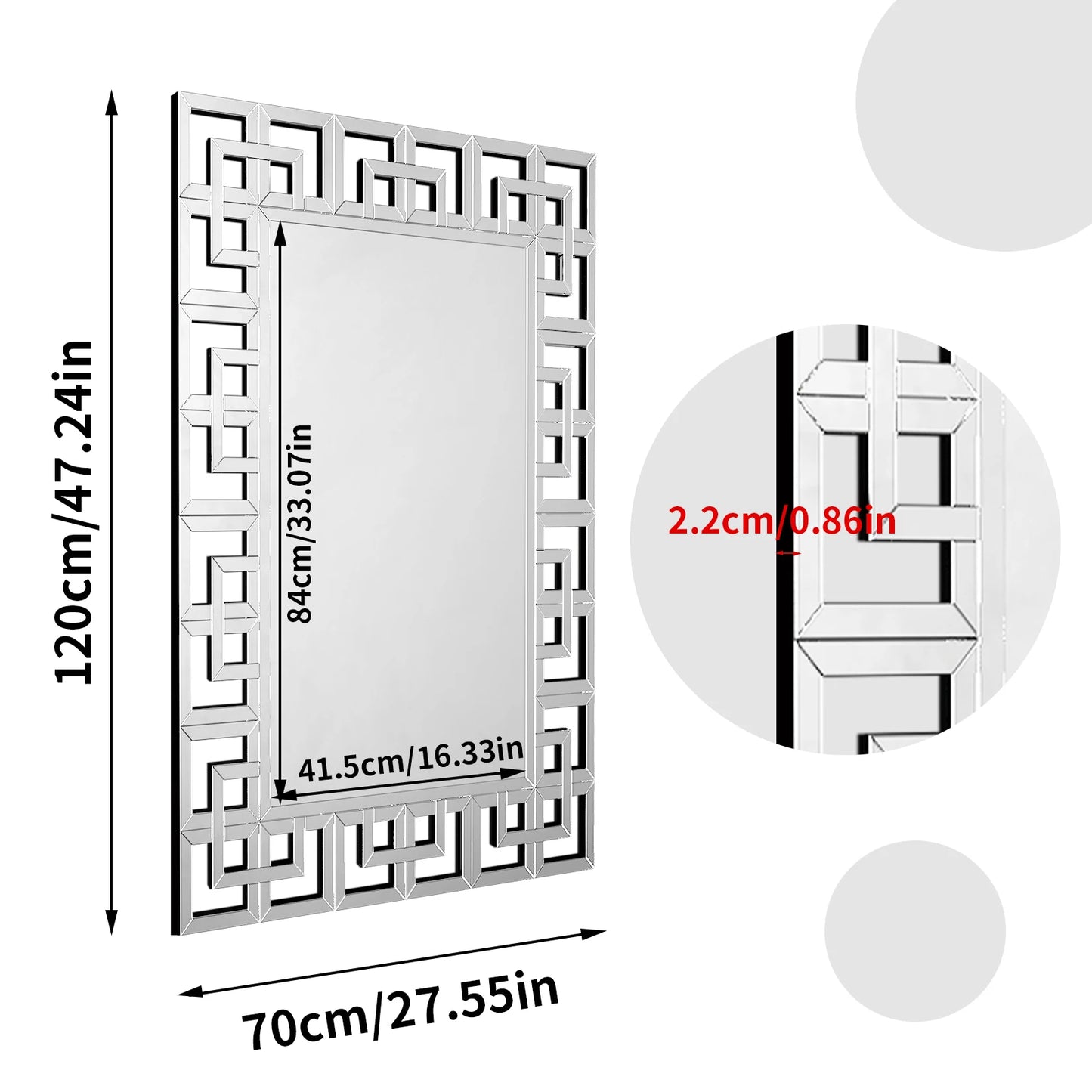 Rectangle Venetian Art Mirror With Beveled Glass Edge Living Room