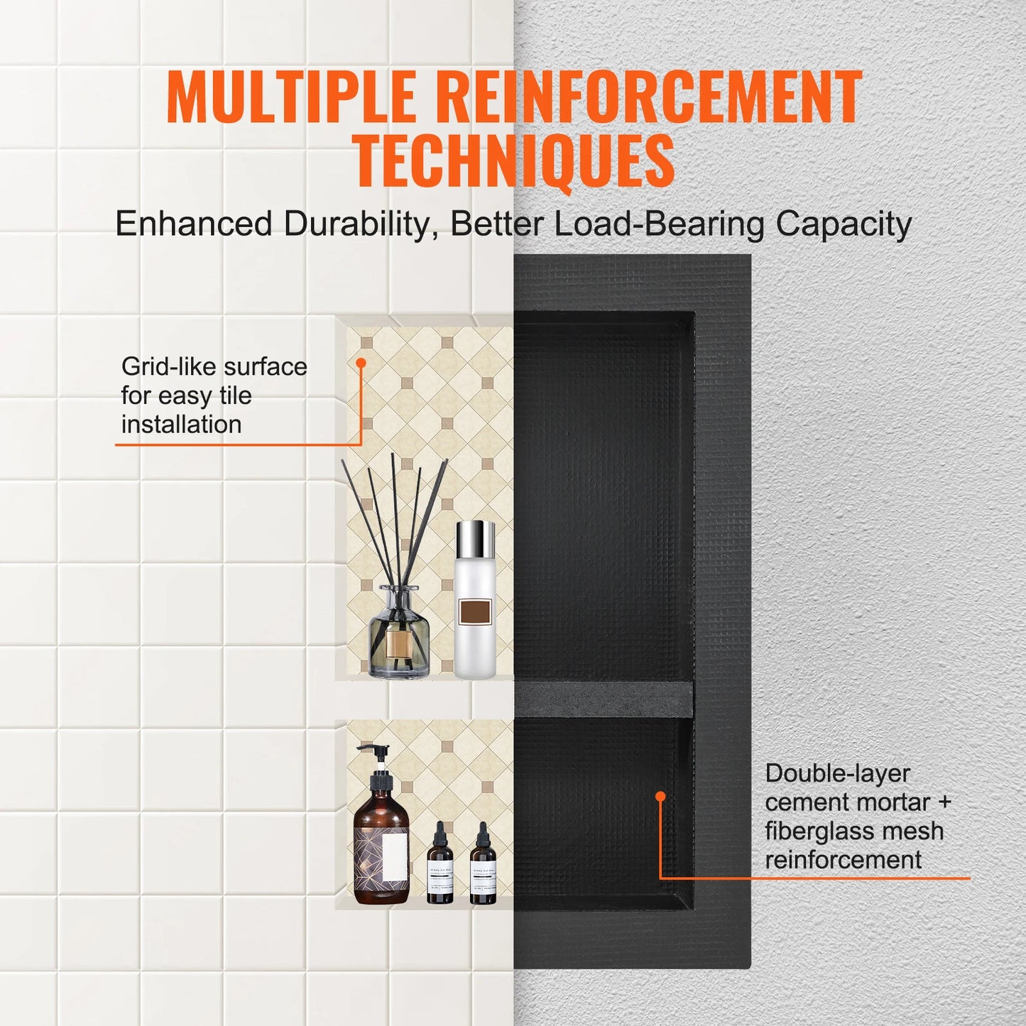 Shower Niche Corner Shelf Organizer For Tile Recessed Soap Storage