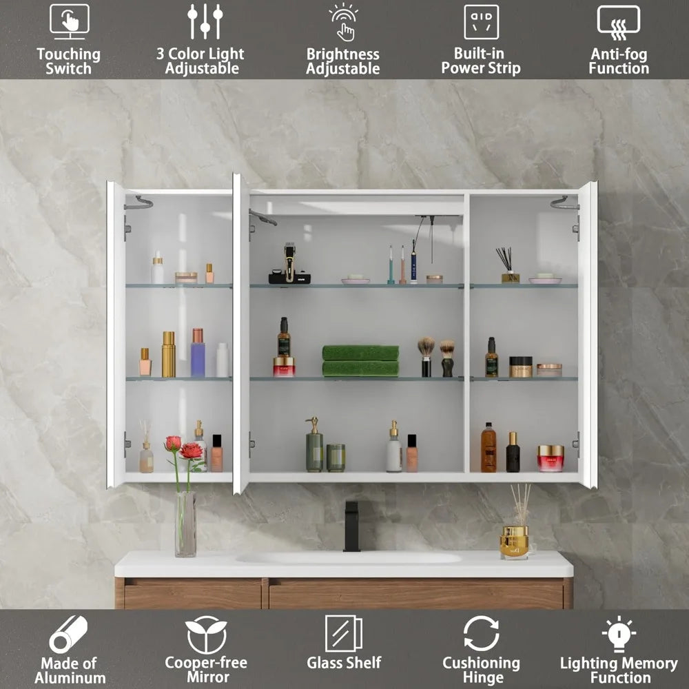 LuxeMerge LED Mirror Medicine Cabinet For Bathroom
