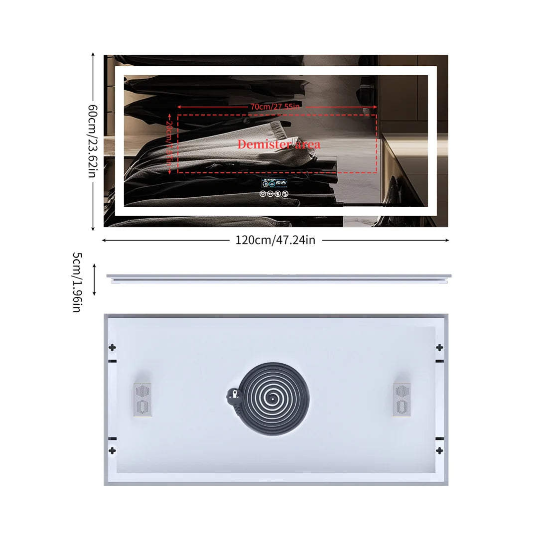 LUVODI Large Bluetooth Vanity Mirror With LED Light Three Color Temperatures
