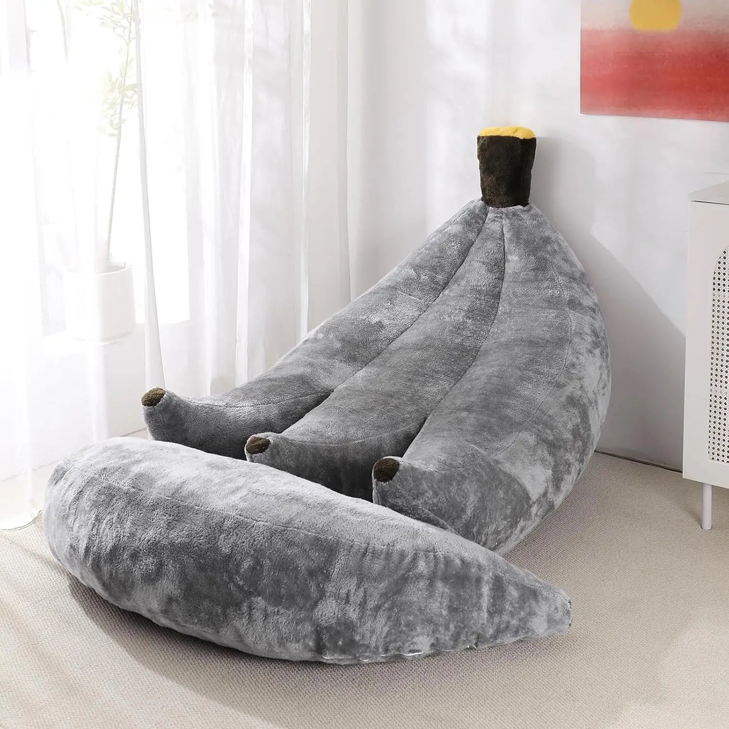 Banana Bean Bag Chair With Ottoman Floor Lounger For Teens