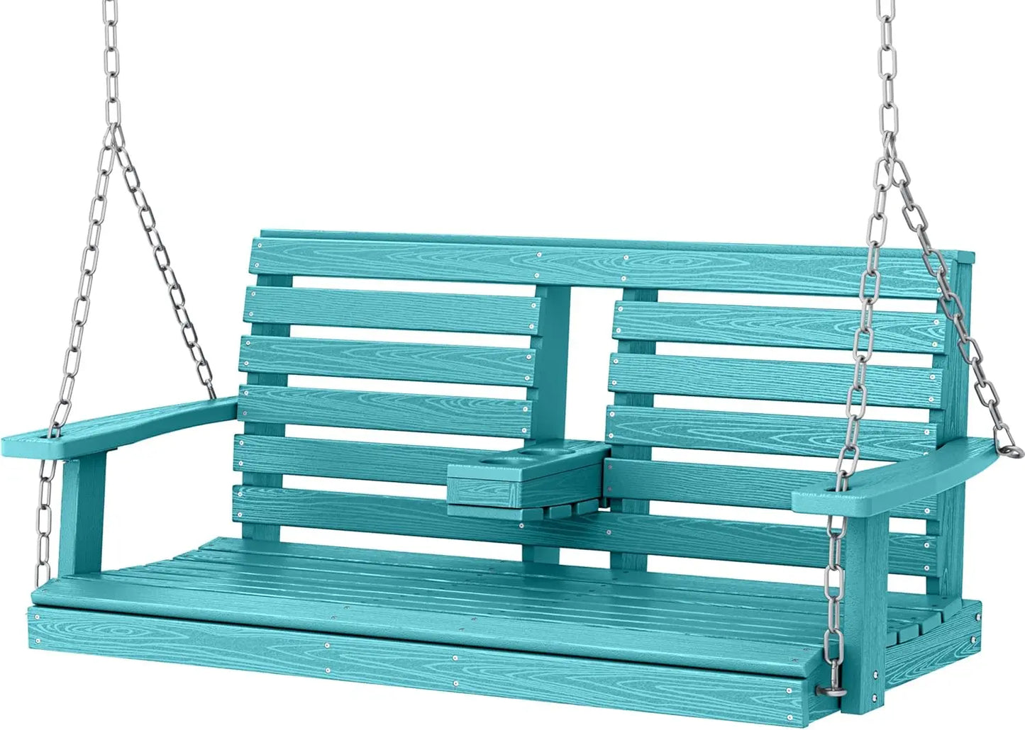 Outdoor Hanging Porch Swing With Cup Holders High Density Polyethylene Bench