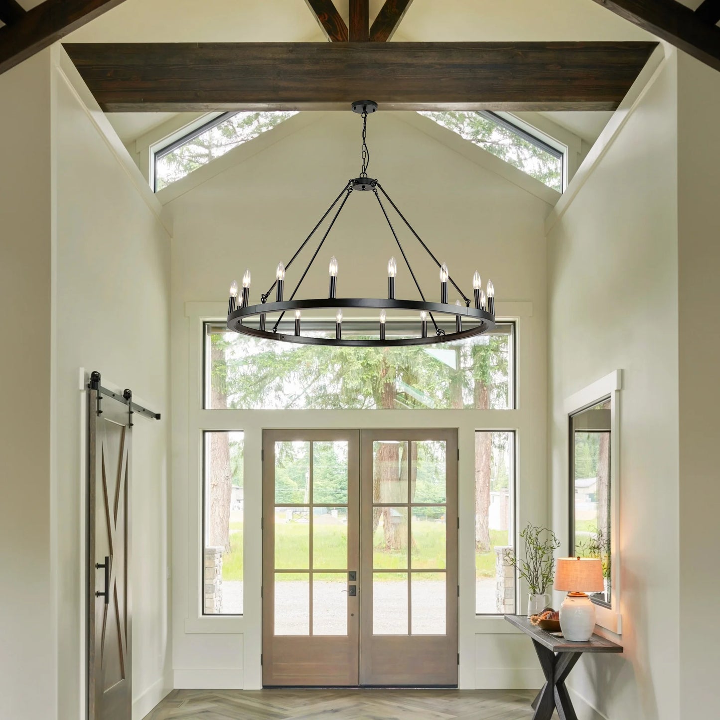 Wagon Wheel Chandelier 16 Light Living Room Modern Rustic Pendant
