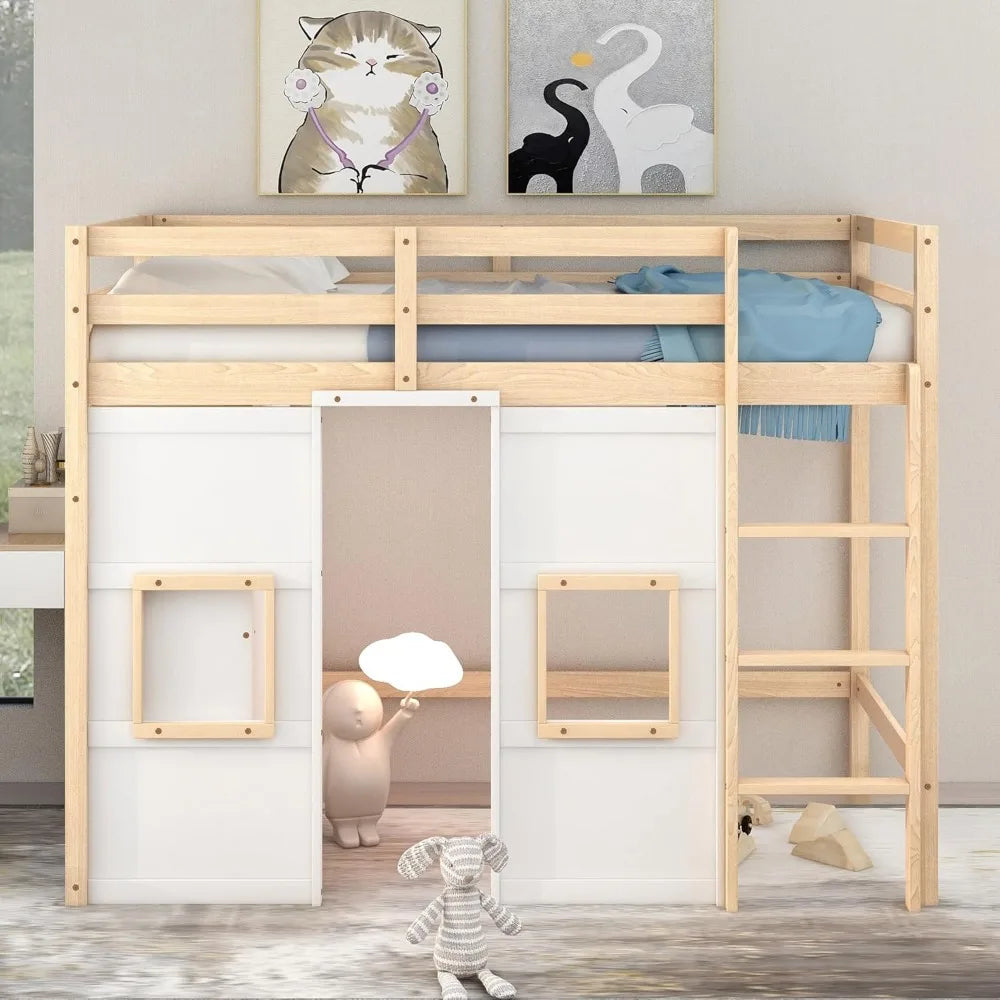 Playhouse Design Loft Bed With Built In Storage Wardrobe And Windows