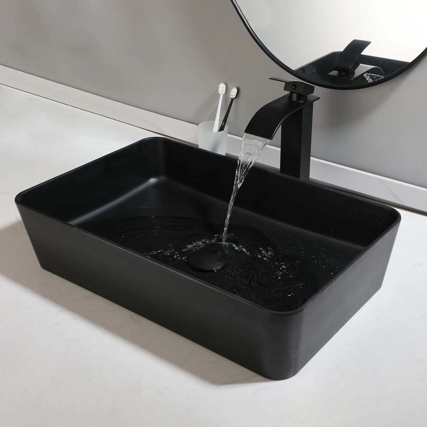 SINLAKU Oval Vessel Sink Basin With Faucet Combo Kit