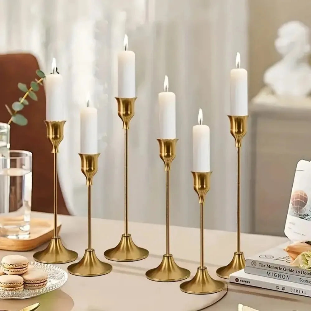 Romantic Metal Taper Candle Holders Set For Home Decor