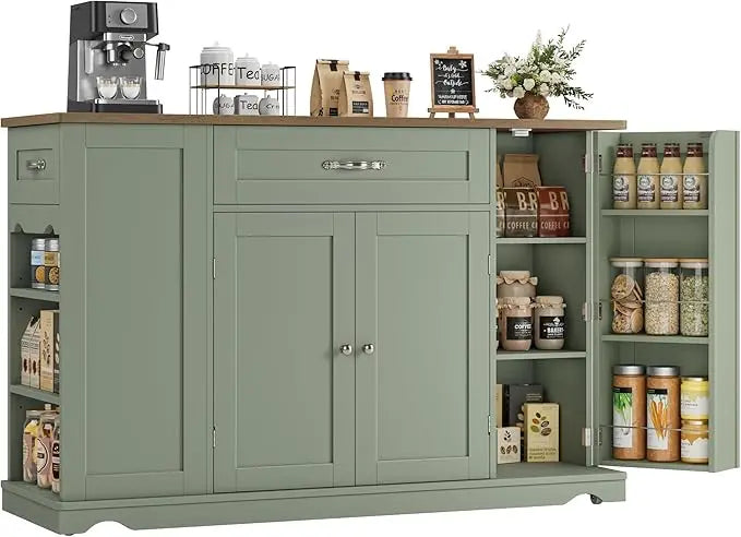 Guangbai Kitchen Island Cart With Storage On Wheels 2 Drawers