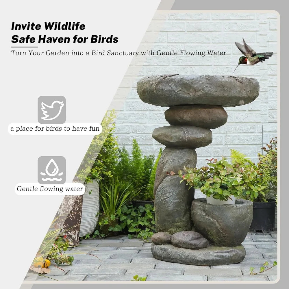 Tall Outdoor Fountain Resin Fiberglass Garden Patio Yard No Pump