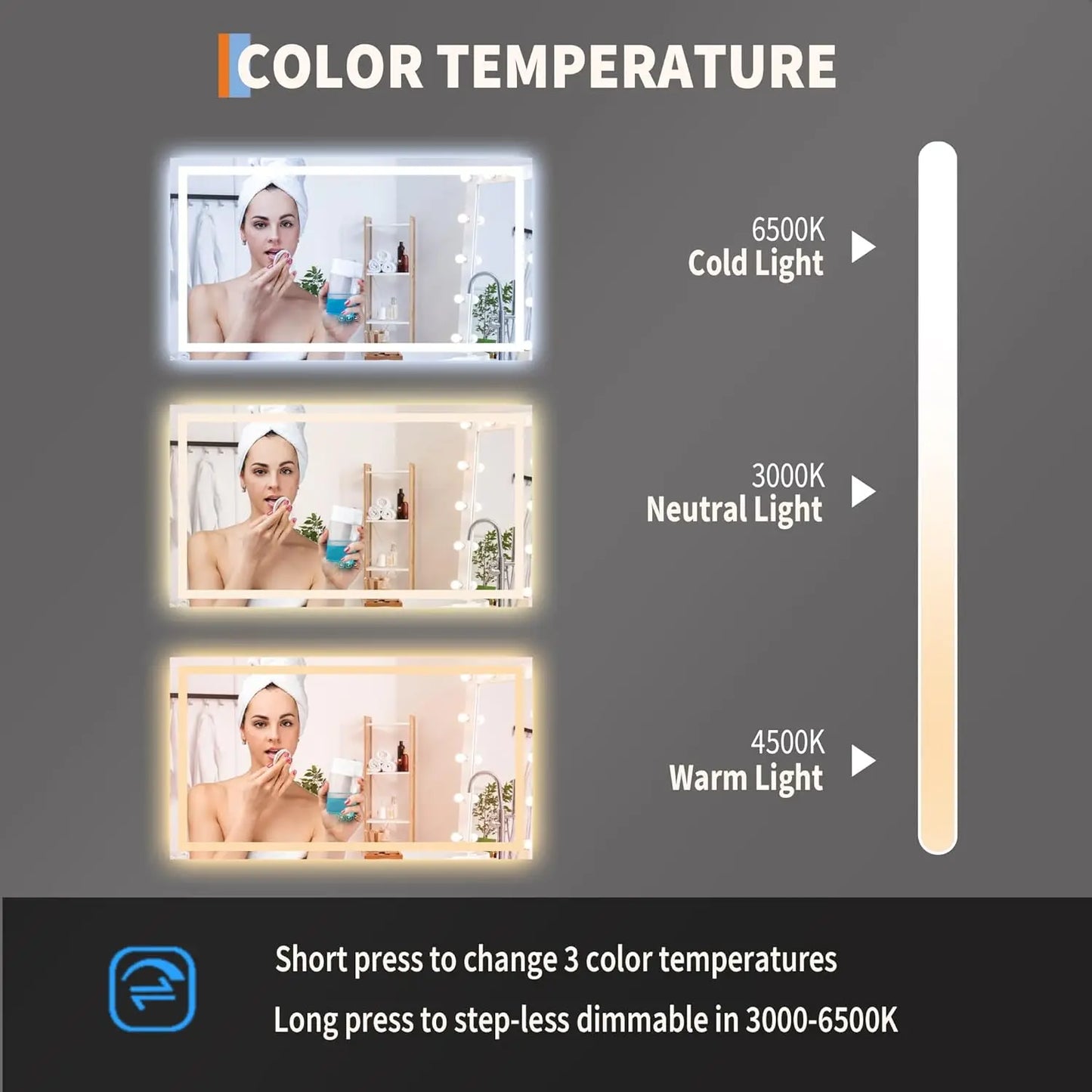 TWISTER.CK LED Vanity Mirror Memory Front Backlit Wall Mount