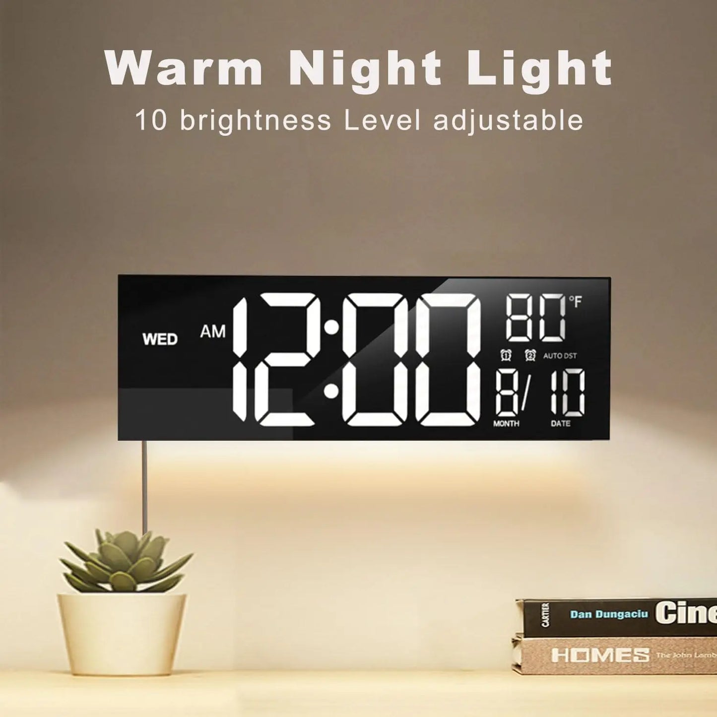 Digital Wall Clock With Remote, Timer, Alarm, LED Display, 8 RGB Colors