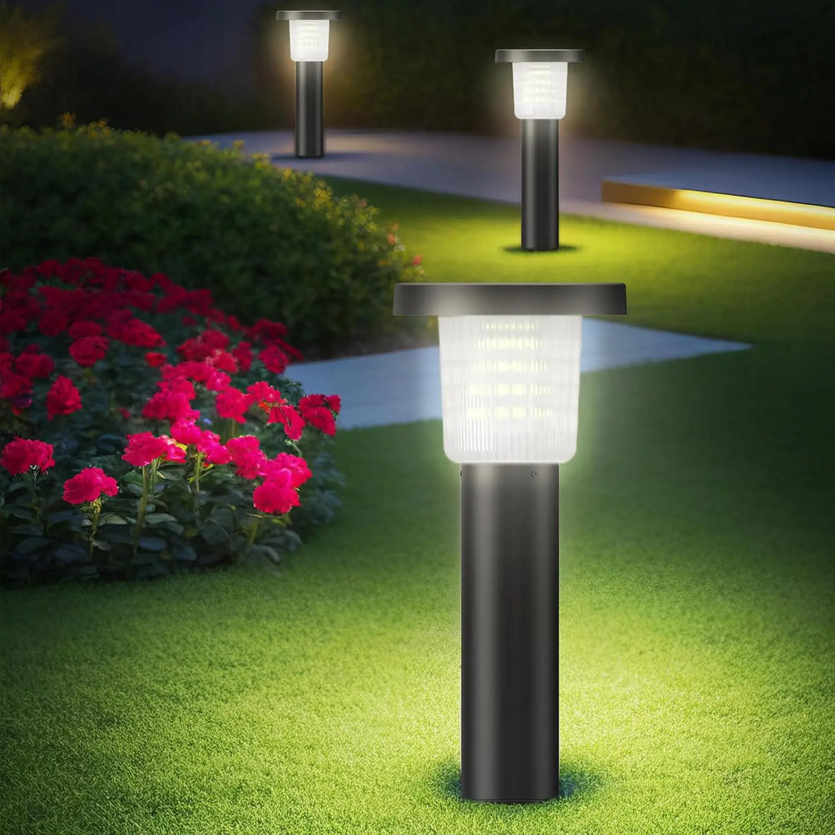 Intelamp Solar Pathway Lights Outdoor LED Landscape Garden Driveway Walkway