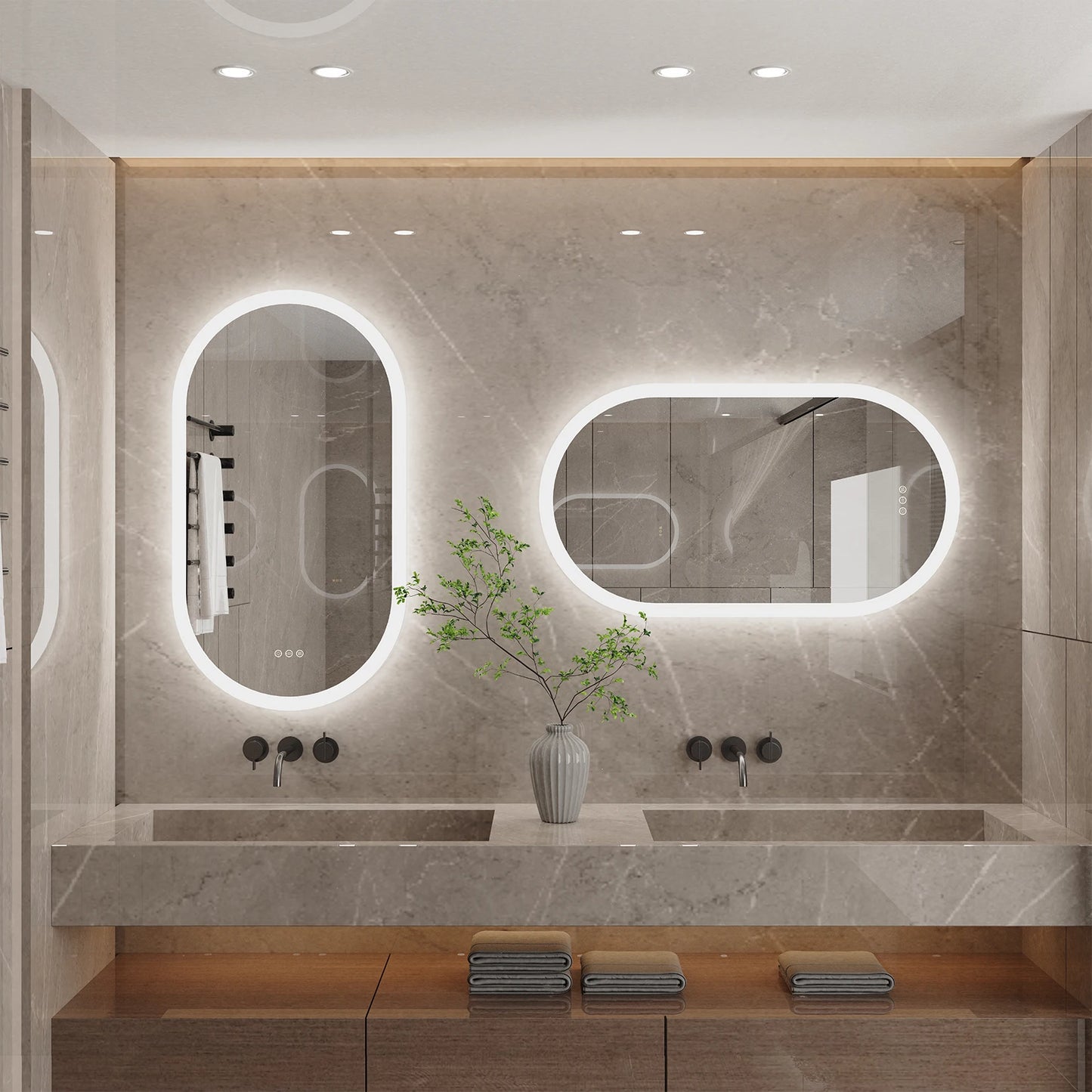 LUVODI Backlit Mirror With 3 Color LED Dimming Defog
