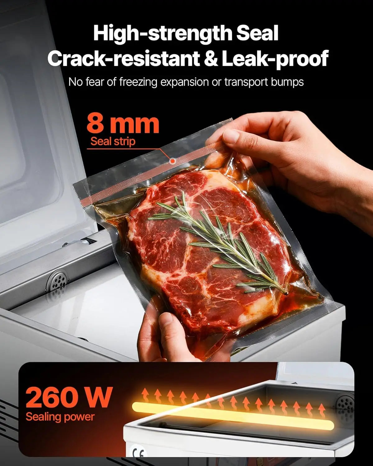 Chamber Vacuum Sealer 260W Sealing Power For Wet Foods Meats