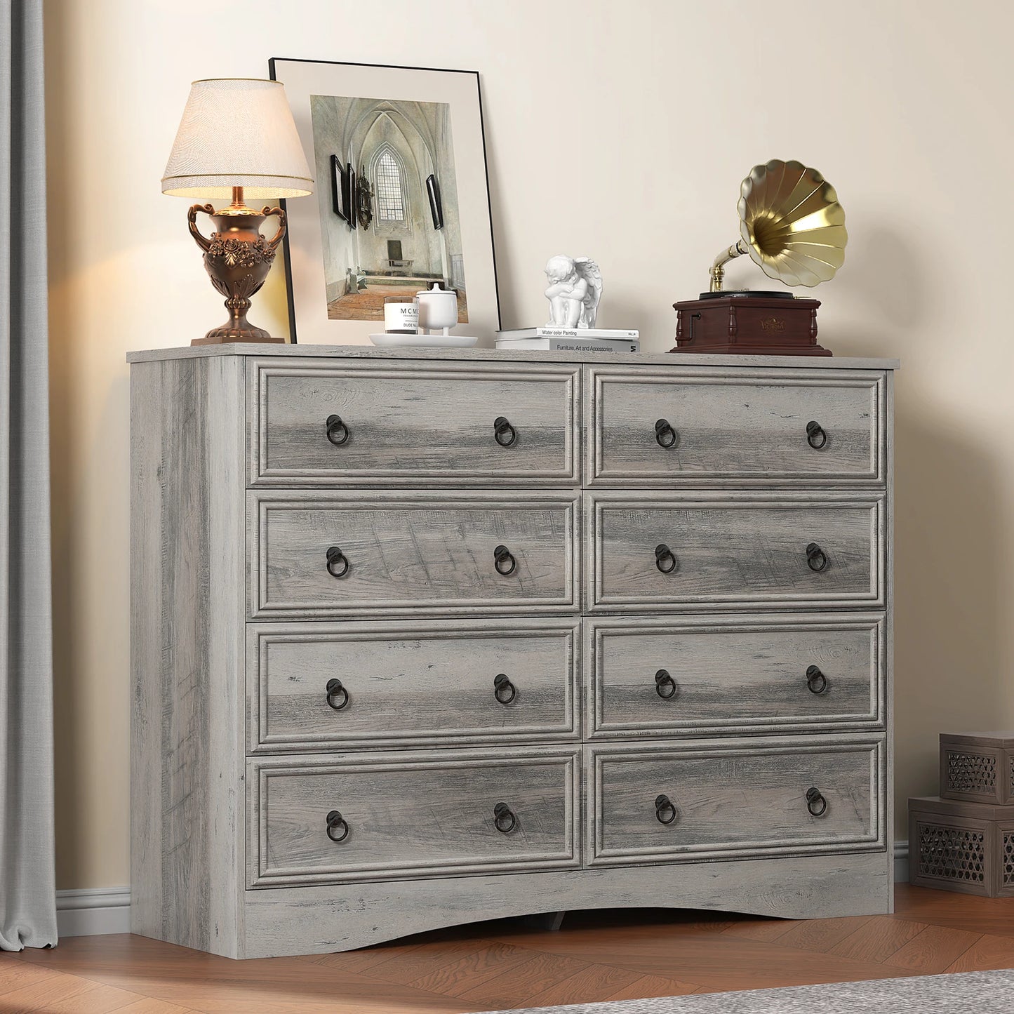 BIGBIGLIFE 8 Drawer Dresser Wood Bedroom Storage Organizer