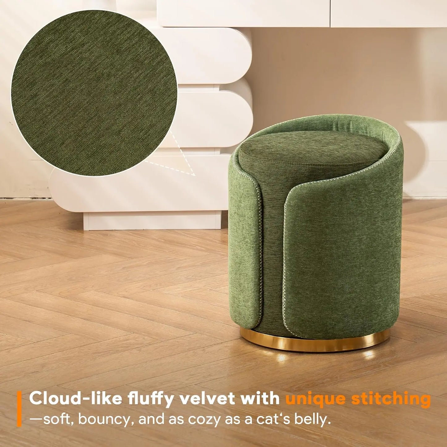 Swivel Vanity Stool Round Makeup Vanity Chair Ottoman Foot Rest