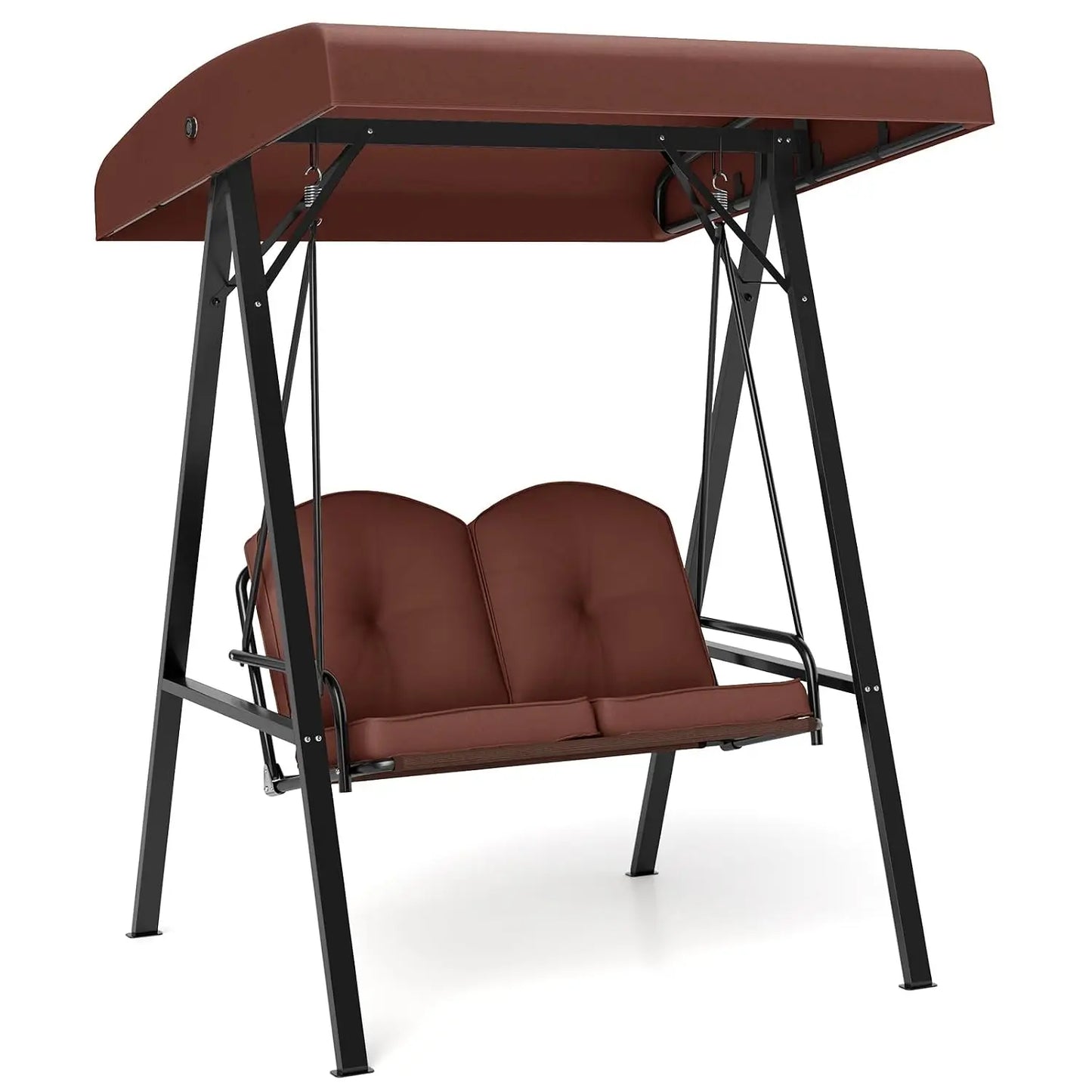 Outdoor Patio Swing With Heavy Duty Metal Frame And Canopy