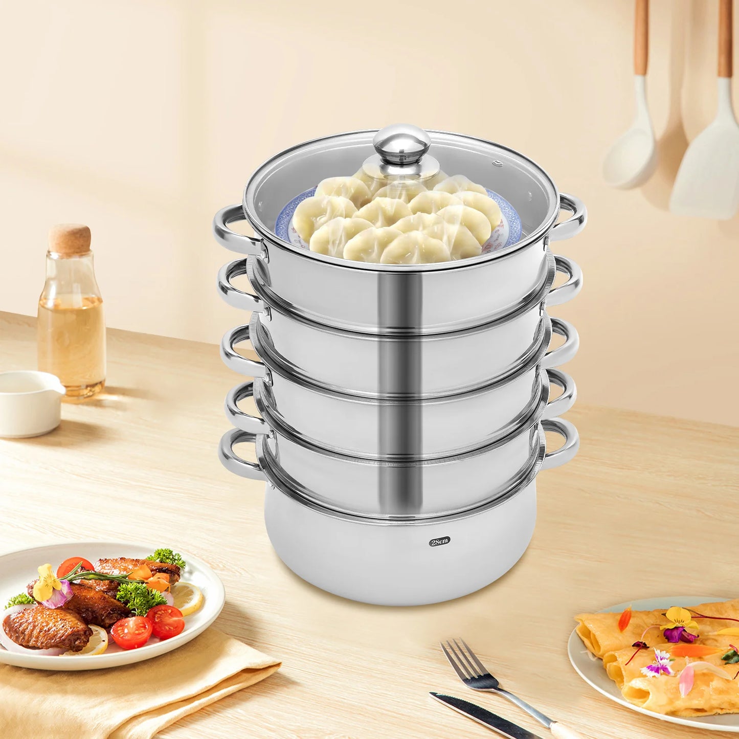 Stainless Steel Steamer Multifunctional Kitchen Appliance Durable And Easy Clean