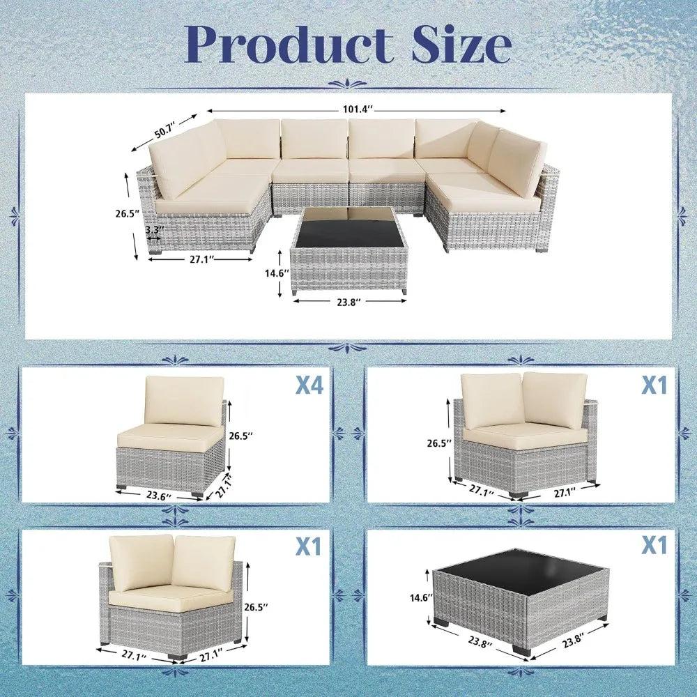 All Weather PE Rattan Modular Outdoor Patio Conversation Set