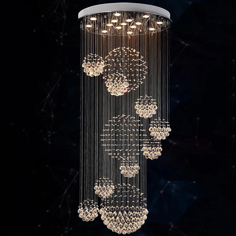 Modern Stainless Steel Crystal LED Ceiling Chandelier For Home