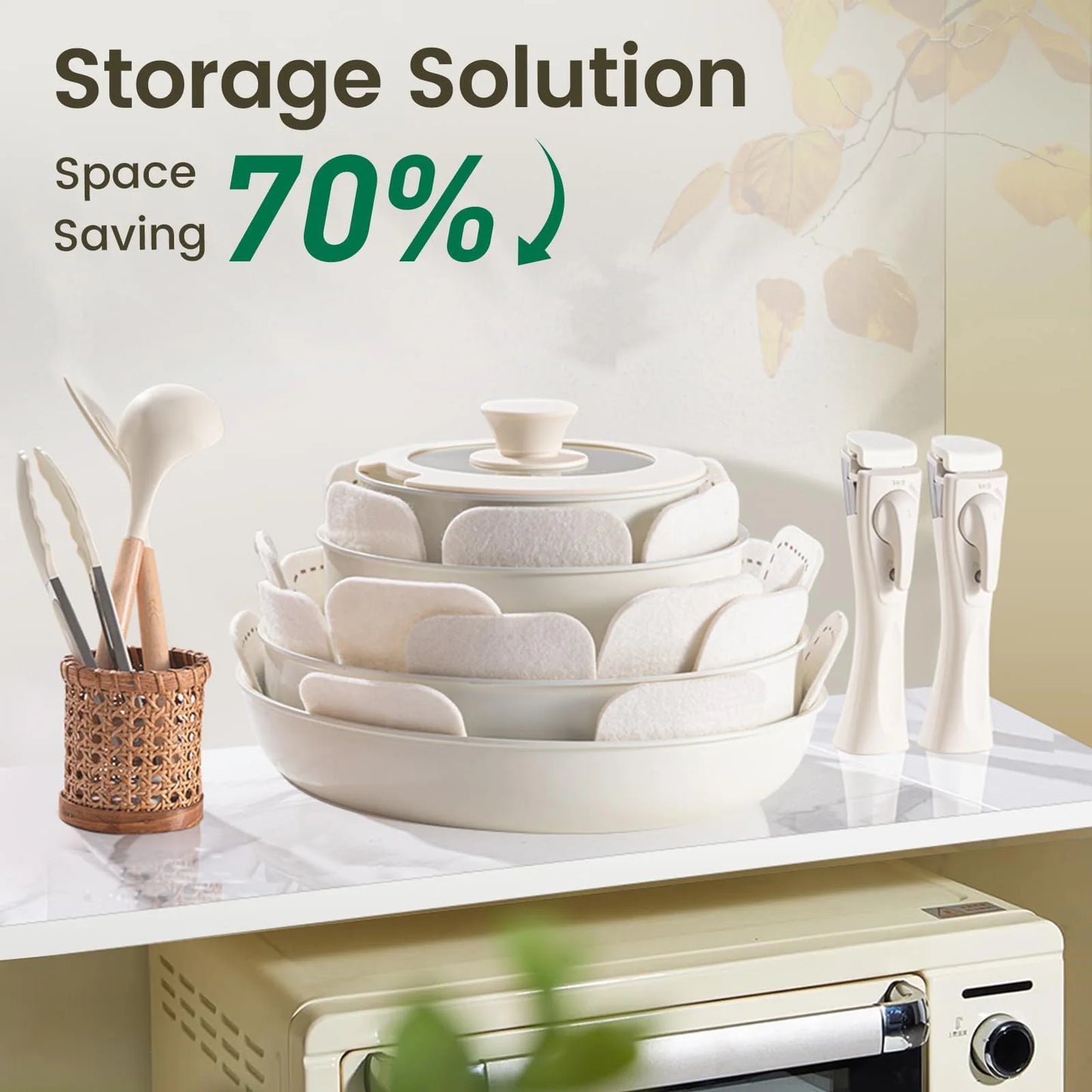 Nonstick Pots And Pans Set With Detachable Handles Induction RV Oven Safe