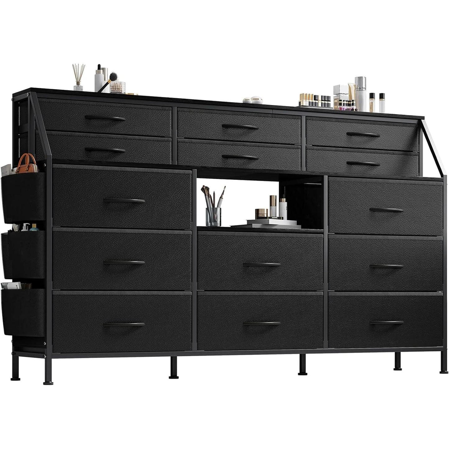 TWISTER.CK 14 Drawer Dresser With Wooden Top Fabric Chest Bedroom