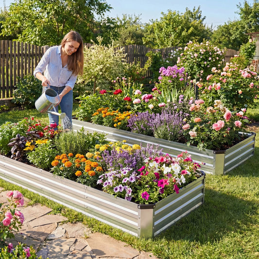 JHK Rust Resistant Metal Raised Garden Bed For Outdoor Gardening