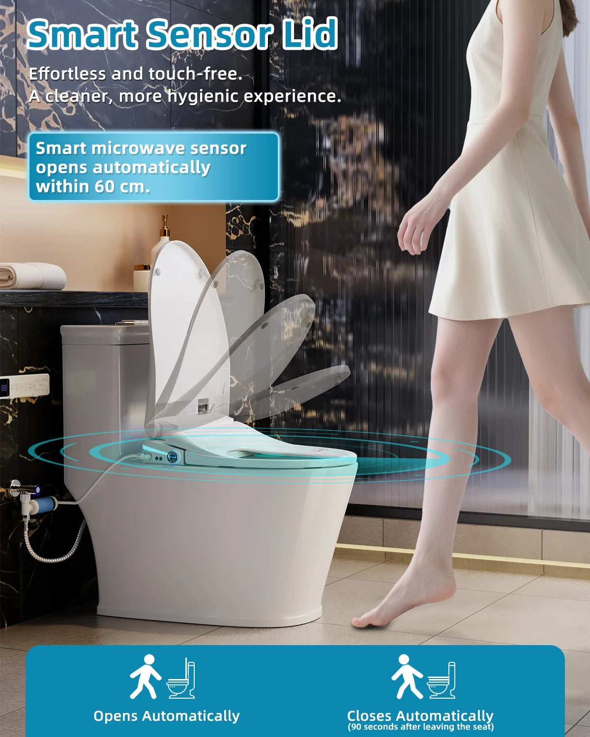 Sanyipace Elongated Smart Toilet Seat With Air Dryer And Remote