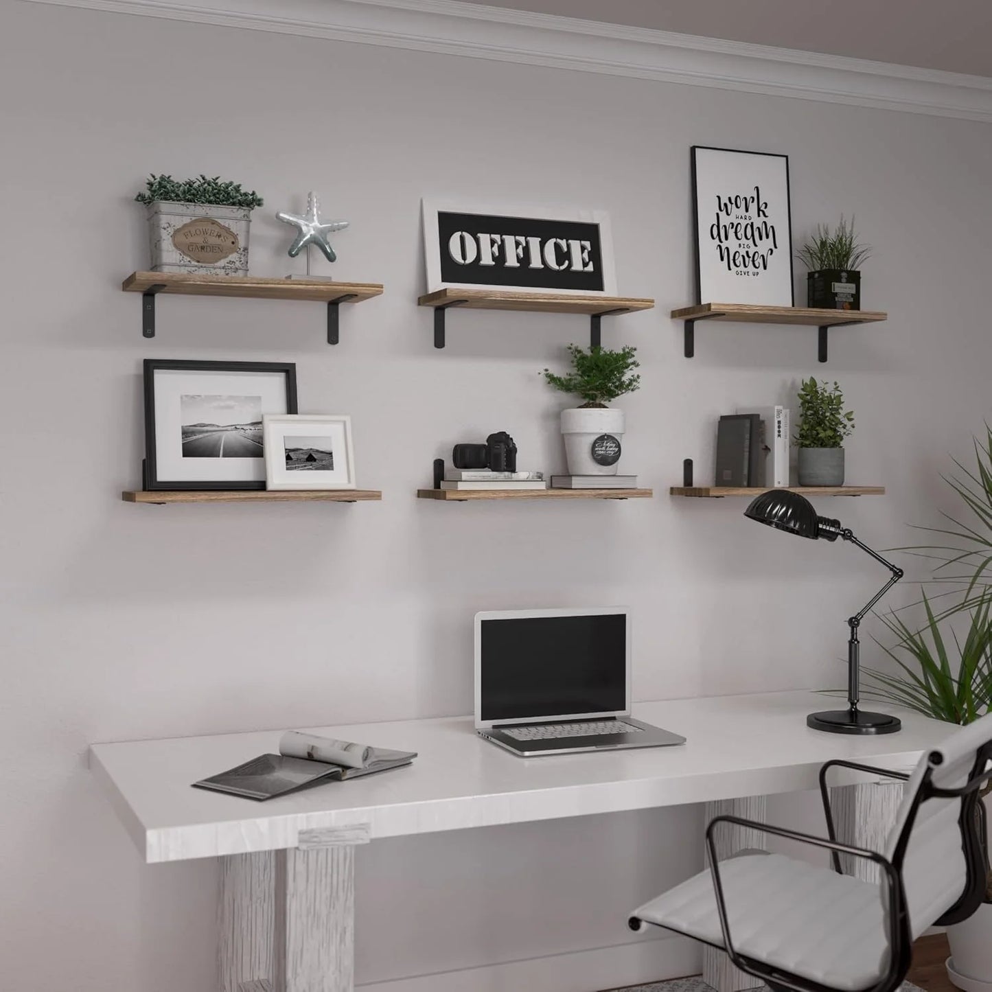 Wood Floating Shelves 6 Pack For Wall Decor And Storage