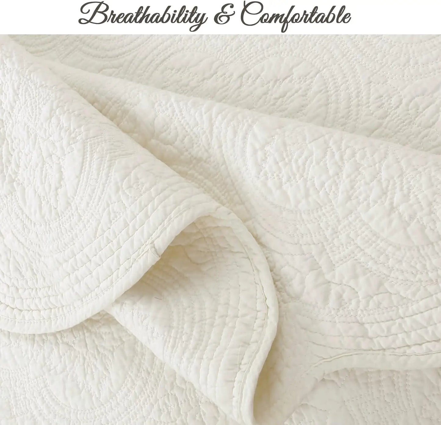 100 Percent Cotton Medallion Matelasse Quilt Set Reversible Bedspread