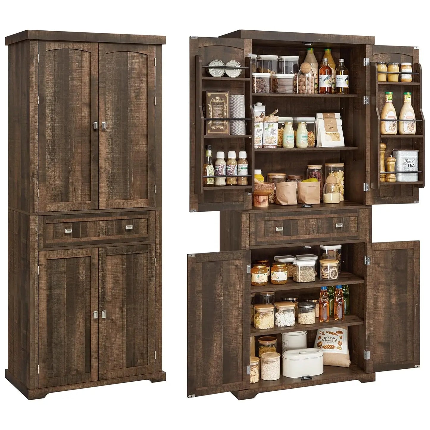 Freestanding Cupboard With Drawer 2 Cabinets And Shelves For Kitchen