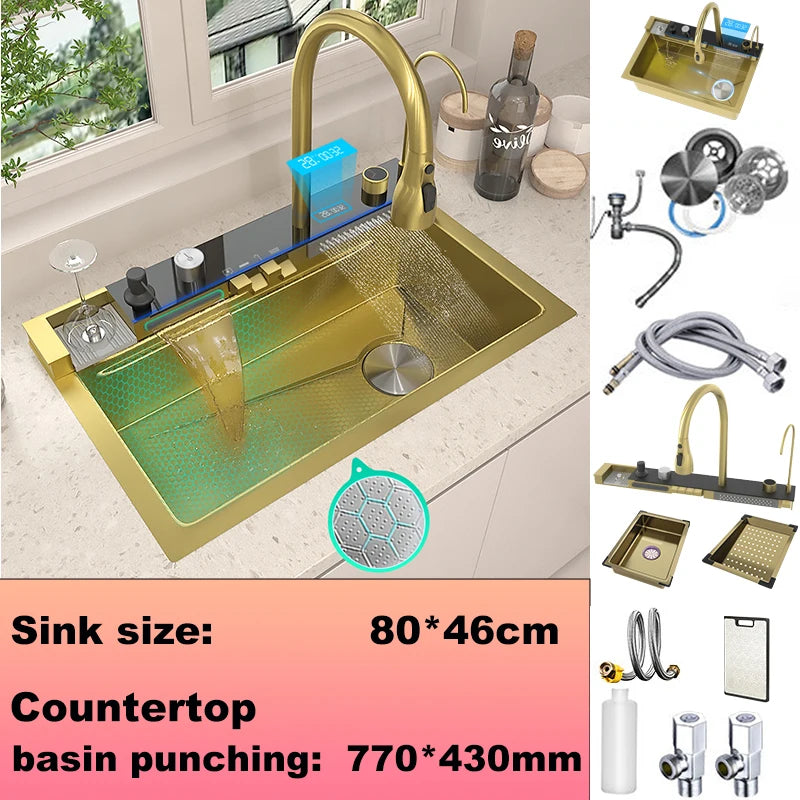 BusySink Stainless Steel Kitchen Sink With Digital Display