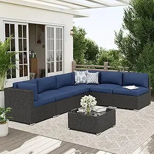 Outdoor Patio Sofa Set Rattan Wicker With Glass Top Table