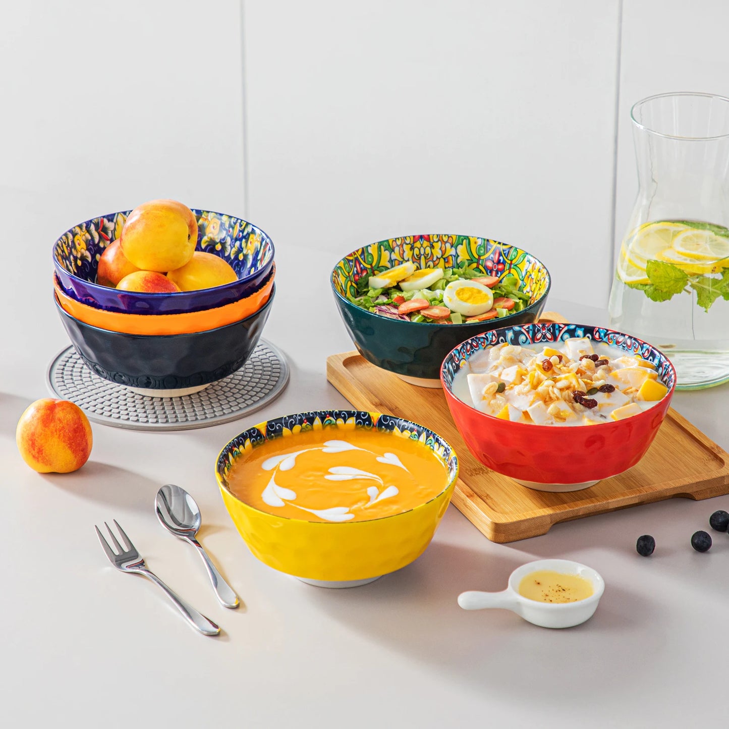 MALACASA Ceramic Soup Bowls Set Dishwasher Safe Cereal Soup